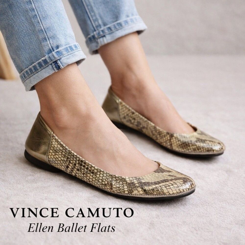 Vince Camuto Shoes Womens 6‎ M Ellen Ballet Flats Slip On Comfort Snake Leather